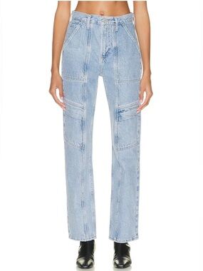 Agolde Light Blue Patchwork Straight-Leg Jeans - Women